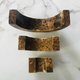 Triptych candle holders arcs wood