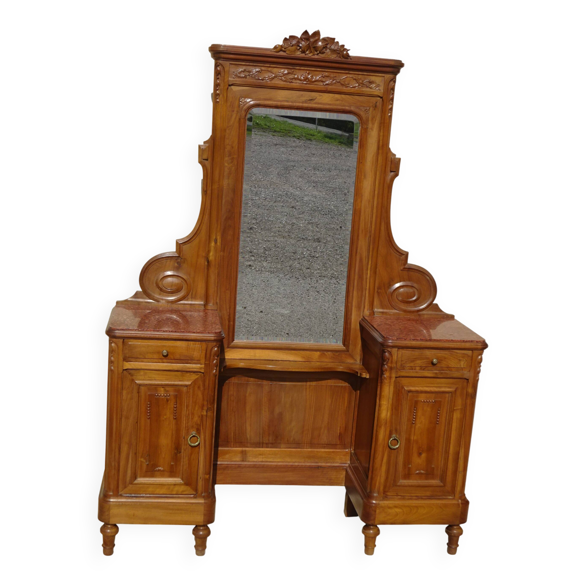 Large walnut dressing table in Louis XVI style.