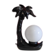 Black ceramic palm lamp and white opaline globe