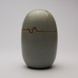 ovoid box in stoneware and cracked celadon varnish