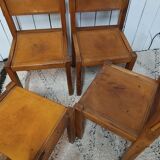 4 elm and leather chairs 1950