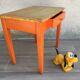 Wooden wooden desk orange base
