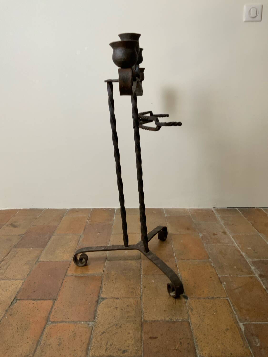 Large Brutalist Wrought Iron Candlestick