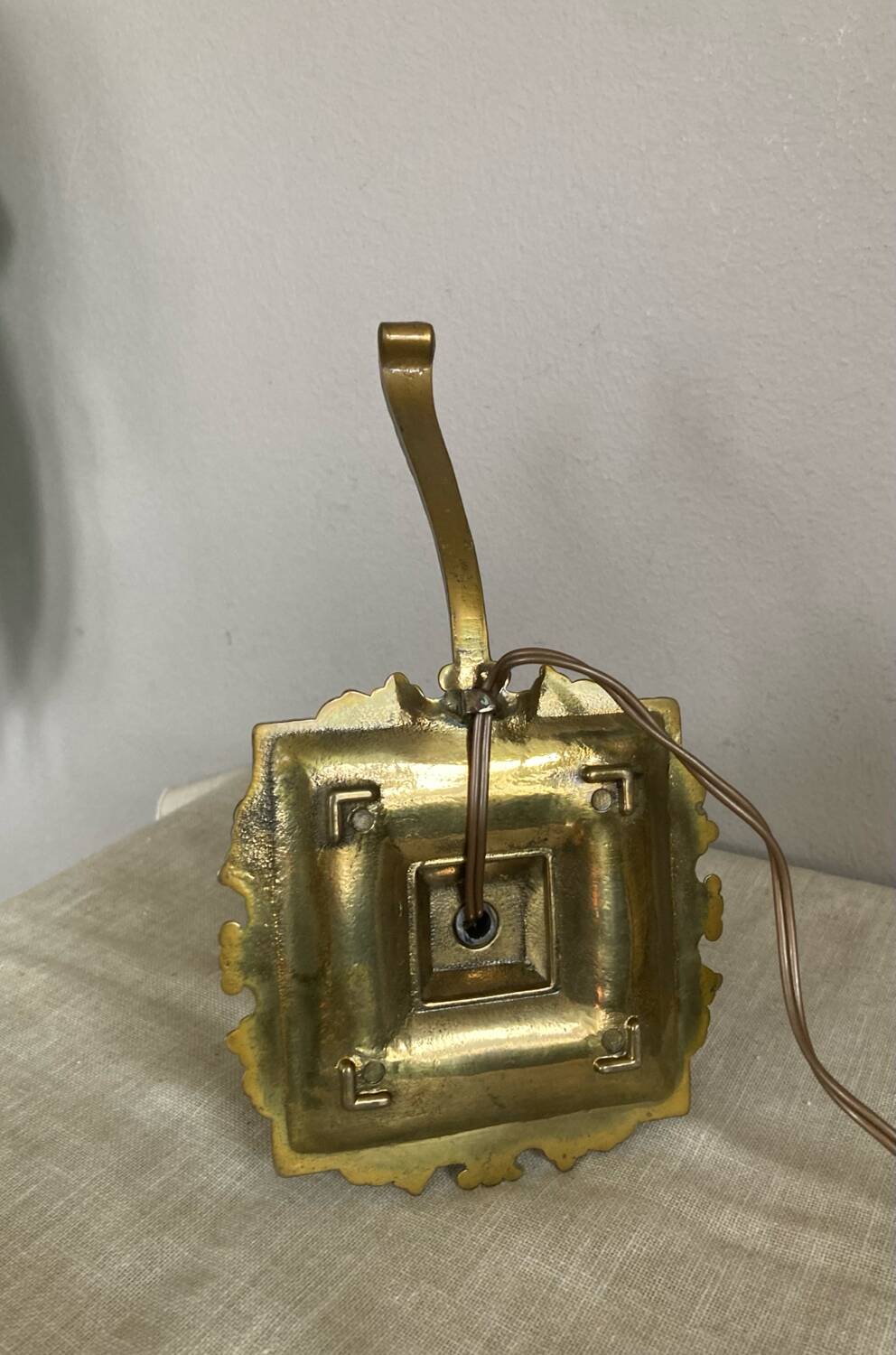 Candle holder with 20th century spelter socket mounted as a flame bulb lamp