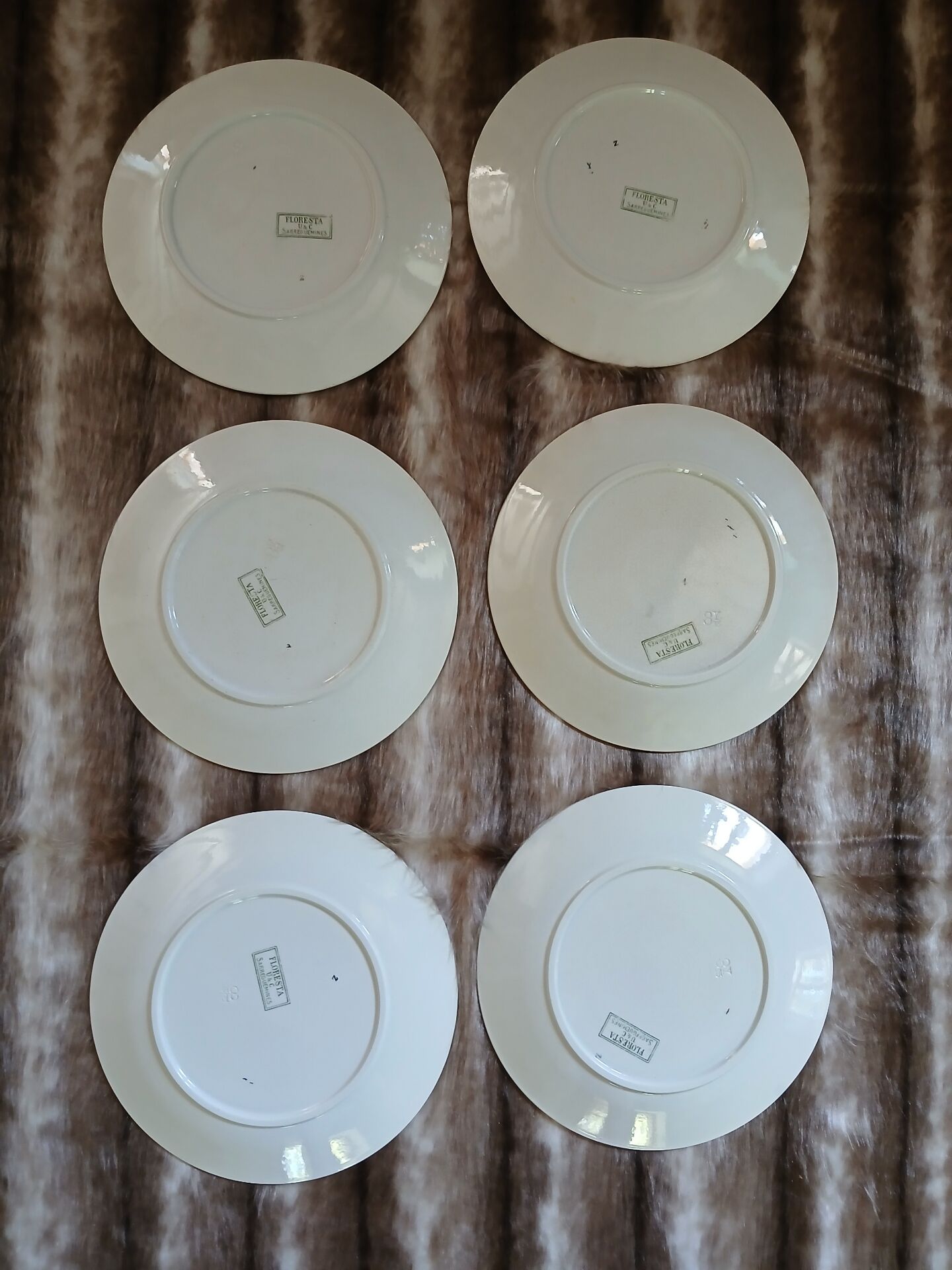 6 antique flat plates U&C Sarreguemines