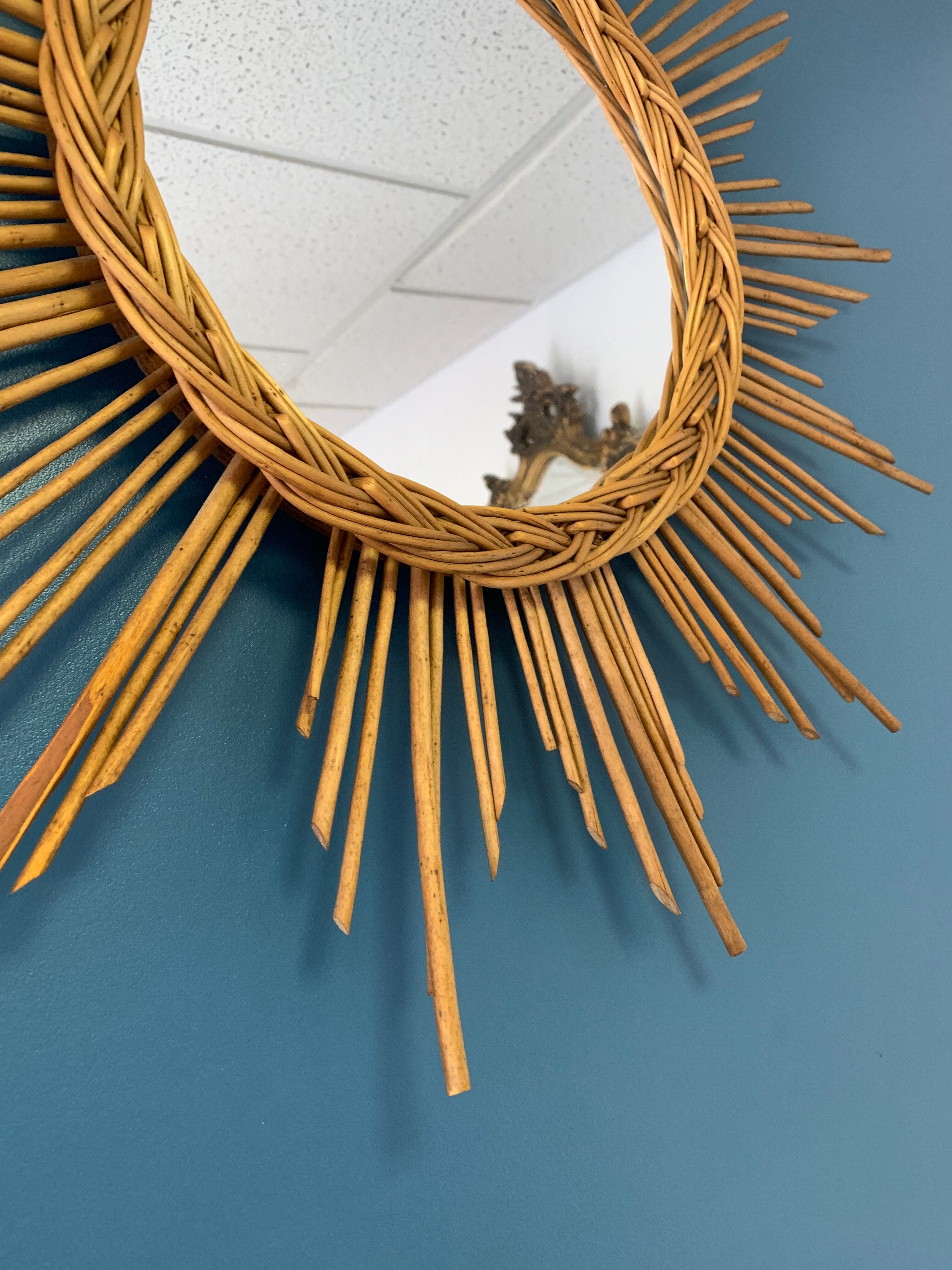Wicker sun mirror 60cm