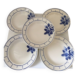 Terre de Fer Badonviller Chanzelles Blue pattern soup plates