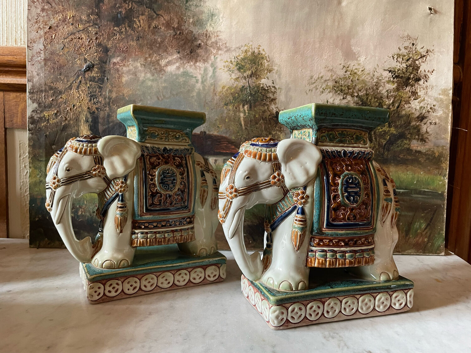 Ceramic elephants plant holder