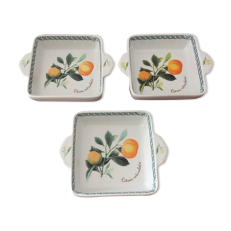 Set of 3 square plates of Tognana porcelain presentation