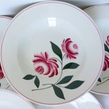 6 vintage soup plates from Printemps Paris, Essonnes model, hand-painted in porcelain