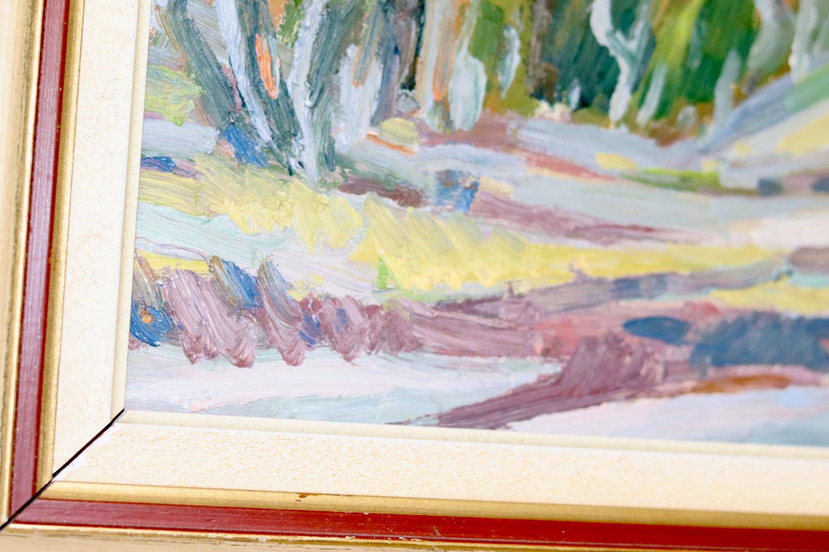 Oil painting on Swedish panel from the mid-century "Forest Landscape" - Vintage and framed