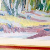 Oil painting on Swedish panel from the mid-century "Forest Landscape" - Vintage and framed