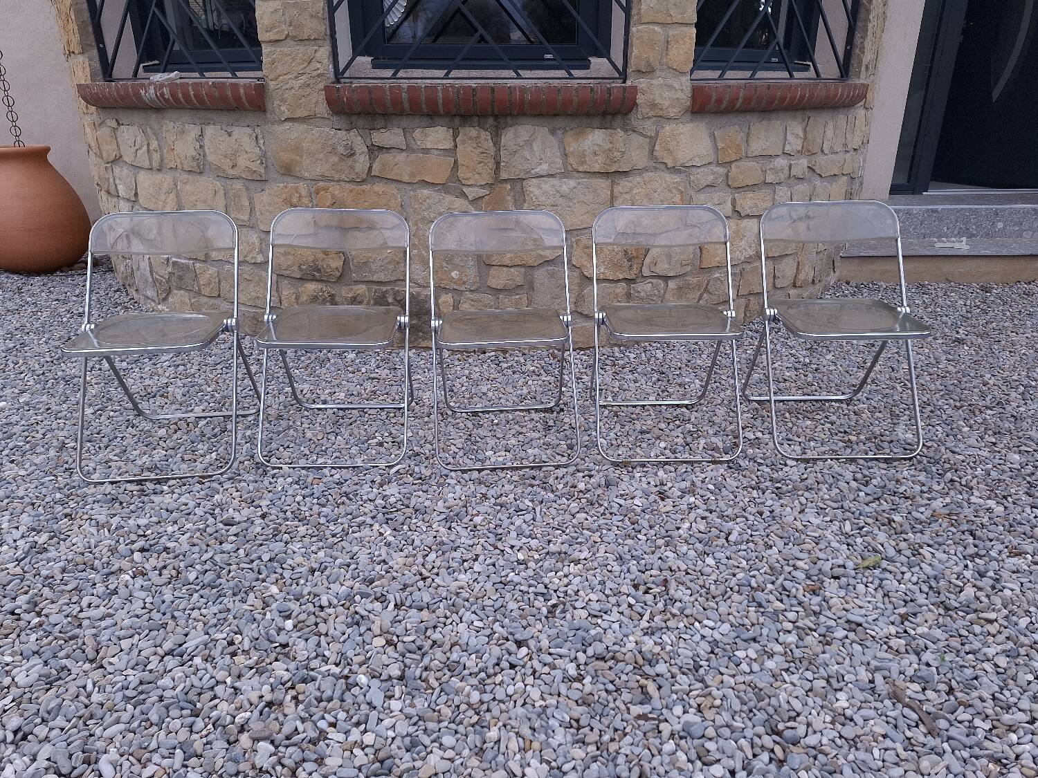 5 vintage 70'S chairs + Giancarlo Piretti Castelli support