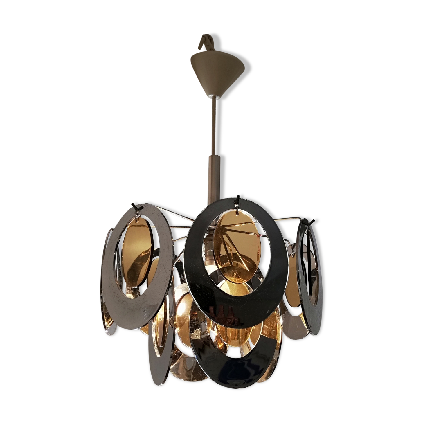 Metal chandelier and plexiglass 70s