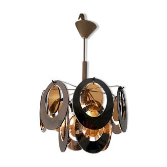 Metal chandelier and plexiglass 70s