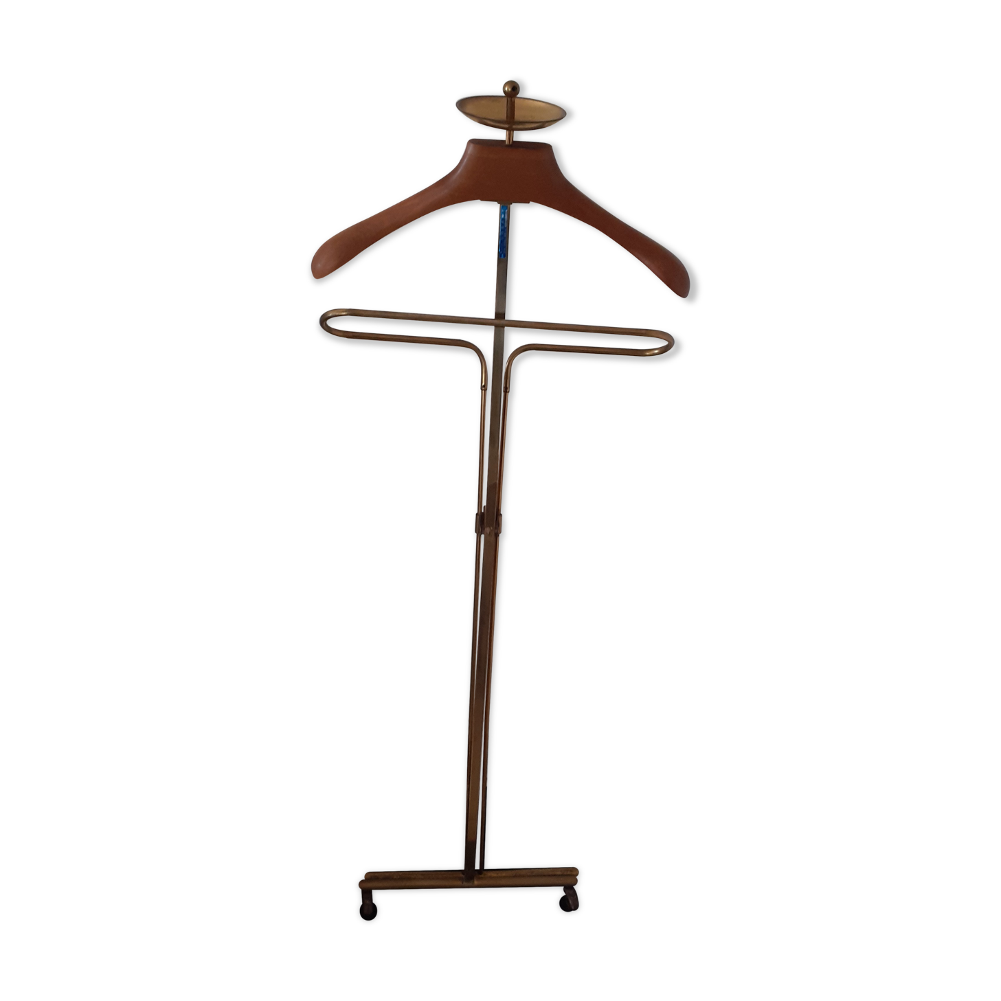Valet pliant Créart Brescia années 60.Laiton et bois.