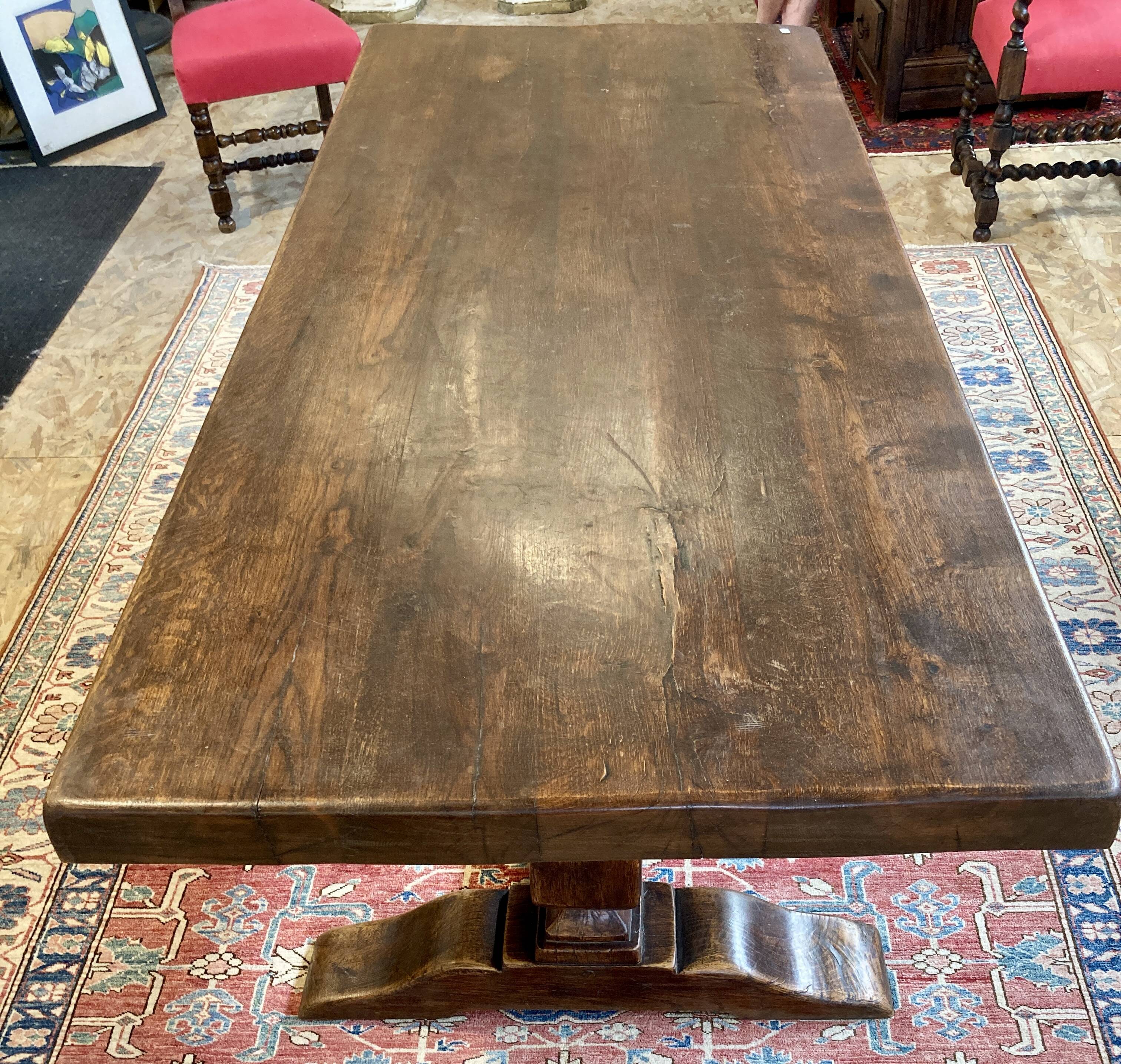 Grande table de monastère néogothique - ancienne - 2 m de long
