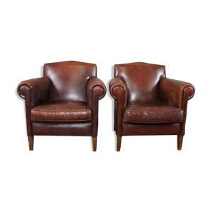 Ensemble de deux fauteuils en cuir
