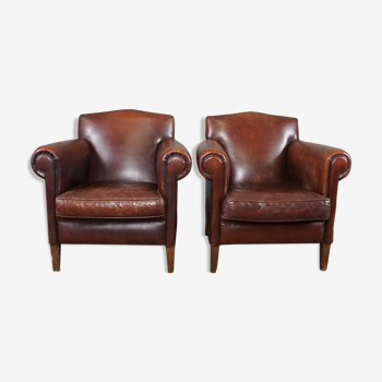 Set of two sheepskin armchairs
