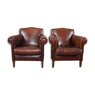 Set of two sheepskin armchairs