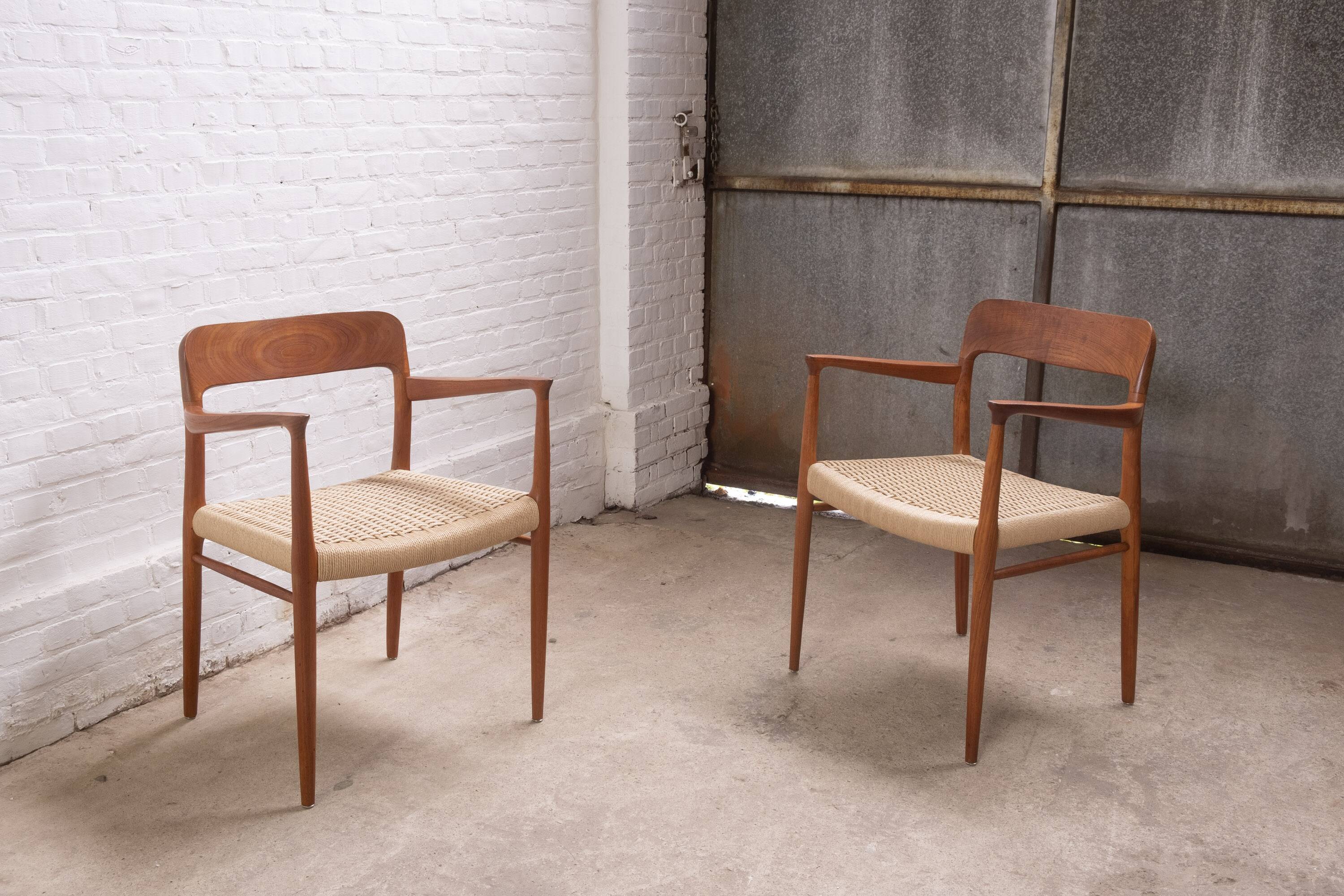 2x Niels Otto Møller Chair Model 56 in Teak, 1960s Denmark