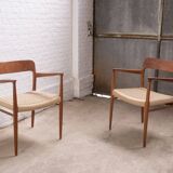 2x Niels Otto Møller Chair Model 56 in Teak, 1960s Denmark