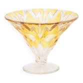 Vintage amber yellow glass coupe - Art Deco style - height 13.5 cm