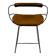 Kitchen stool with a smoked black metal backrest and natural tobacco leather.