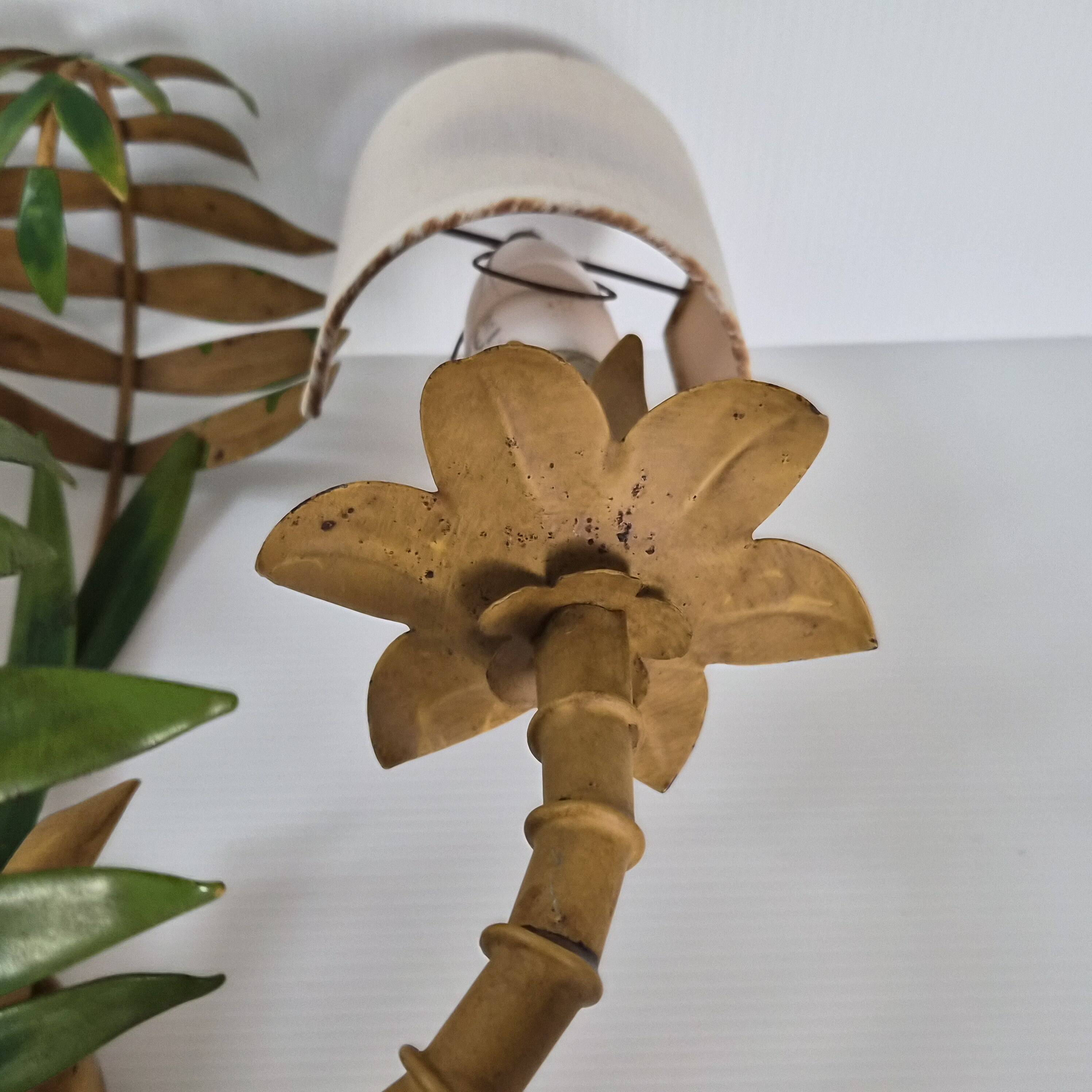 Pair of bamboo imitation wall lights, vintage 1970s.