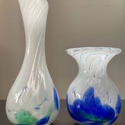 Duo de vases en pâte de verre soufflé années 70