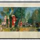 Lithographie Ektachrome, Le Paddock à Deauville de Raoul Duffy. 1960.
