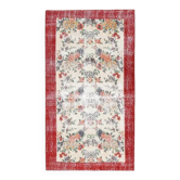 Tapis zone vintage turc Oushak fait main en laine et coton beige, années 1970
