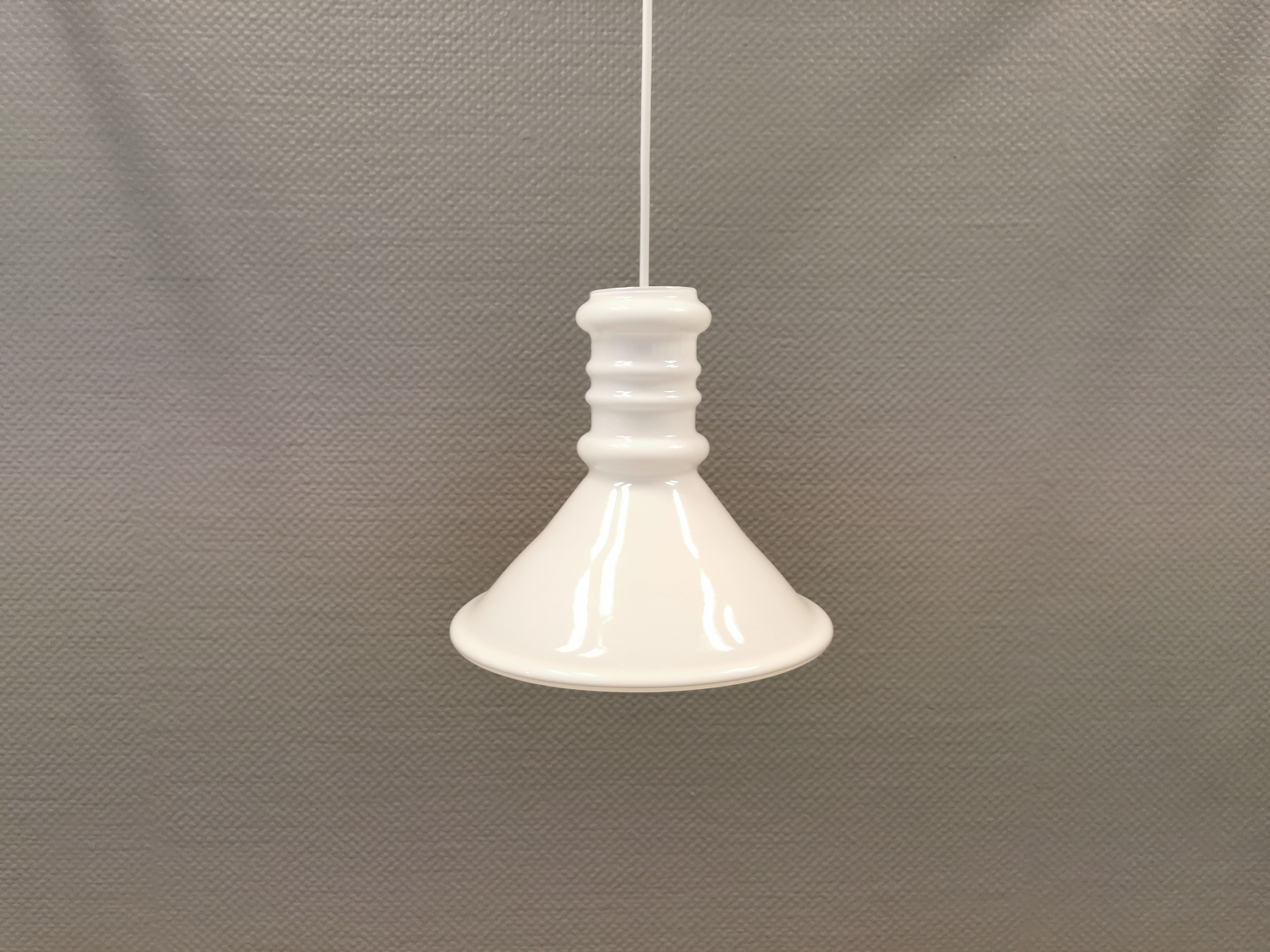 Older glass hanging lamp from Danish Holmegaard, model Apoteker lamp from the 1980s.