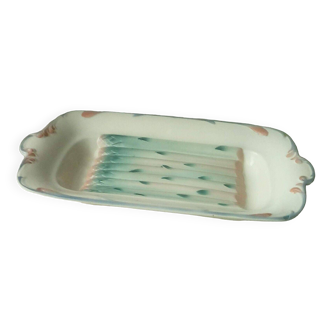 Digoin Sarreguemines earthenware slip asparagus dish