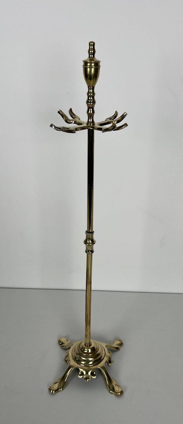 Nécessaire de Feu de Style Néoclassique en Laiton Poli à Outils à Anneaux