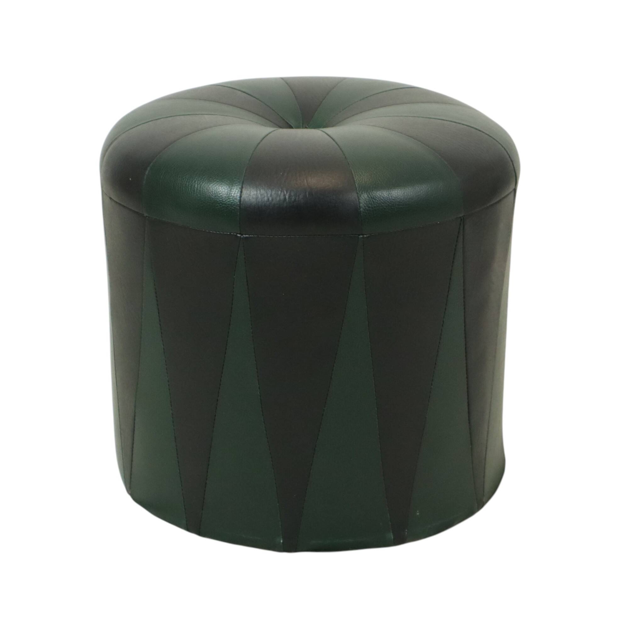 Round Vintage Green Black Pouf Two-tone Skai Sixties