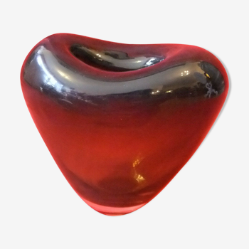 Vase ancien vintage design holmegaard verrerie forme cœur marron