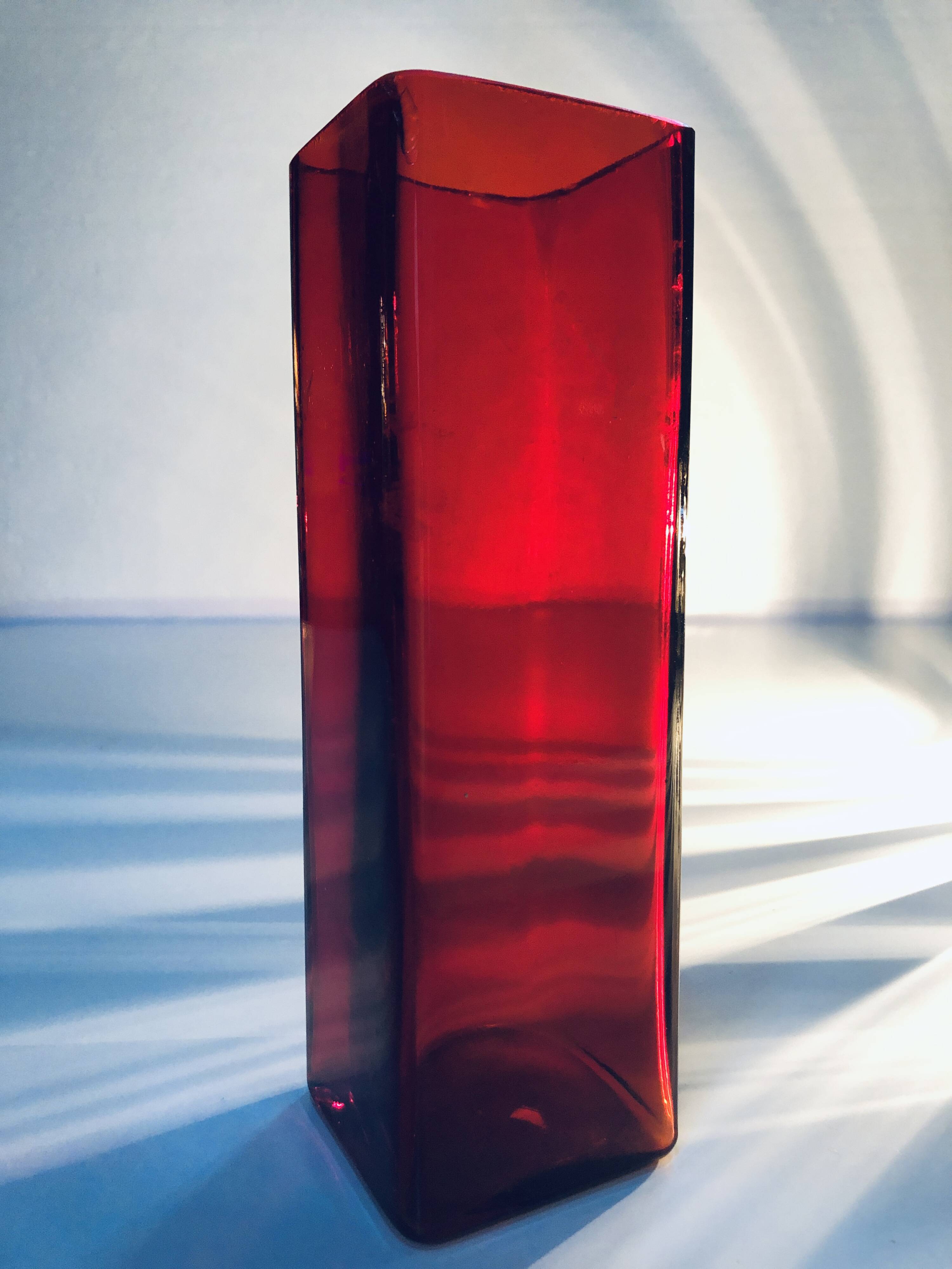 Vintage vase • red glass • 1970's