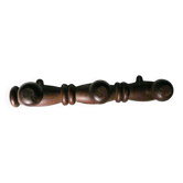 Vintage wooden wall coat rack with 3 hooks.