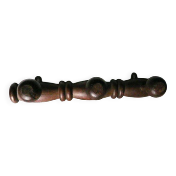Porte-manteau mural vintage en bois avec 3 patères