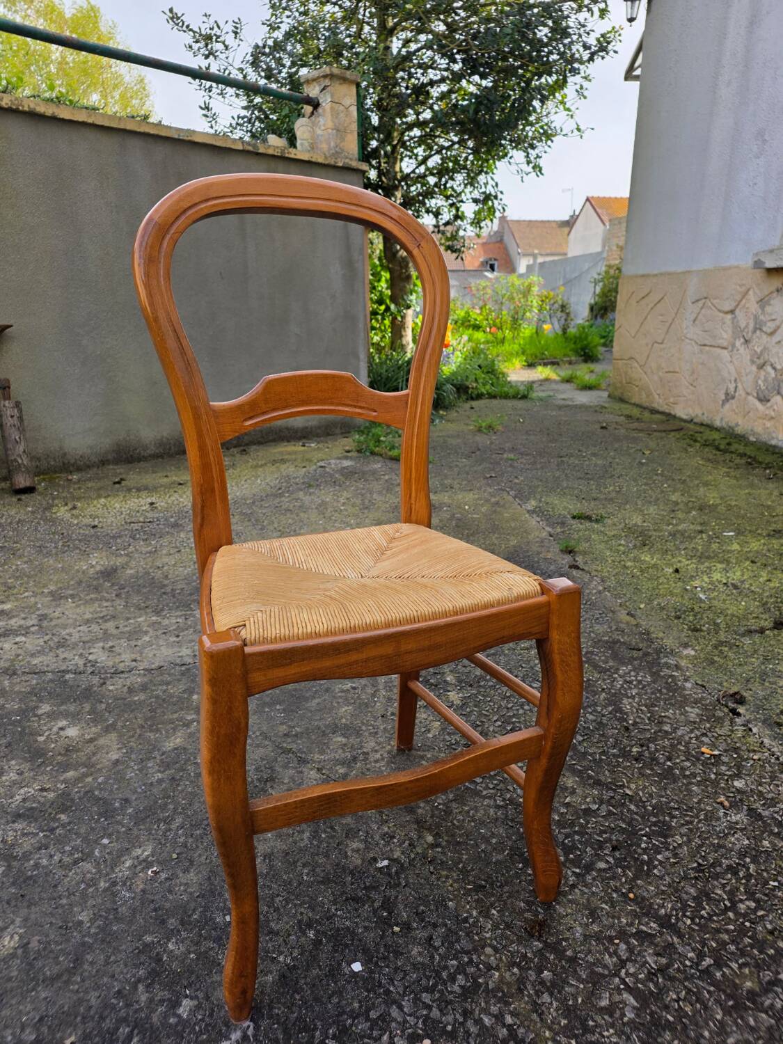 Suite de 6 chaises paillées en merisier - années 60