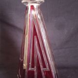 Art Deco carafe in red cut glass, in the style of Karl Palda
