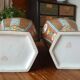 Pair of cutlery vases, urns porcelain polychrome Japan style signed