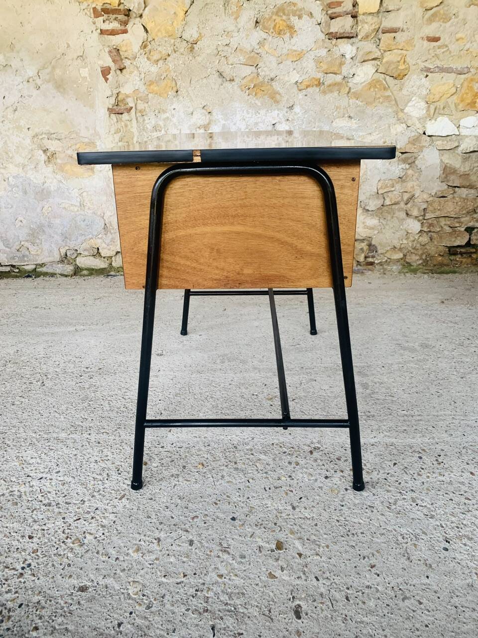 Vintage metal and formica desk with 2 drawers, circa 60's