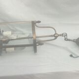 Brass lantern and original electric wire glass size: height -60cm- diameter -16cm-