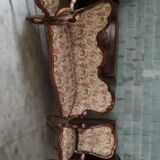 3-piece walnut lounge consisting of 2 armchairs and 1 sofa