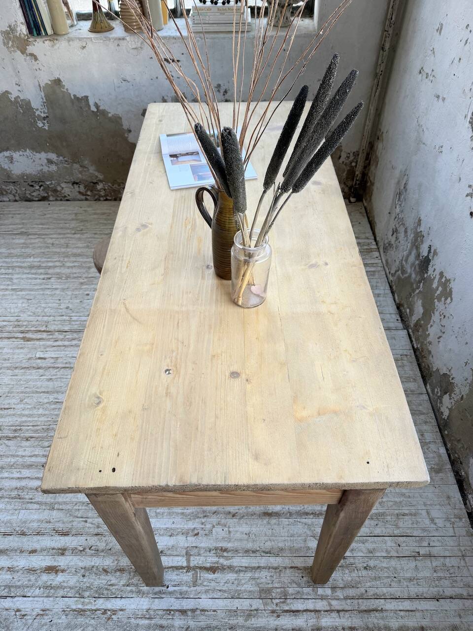 Table de ferme en pin et chêne