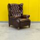 Brown vintage handmade chesterfield recliner armchair