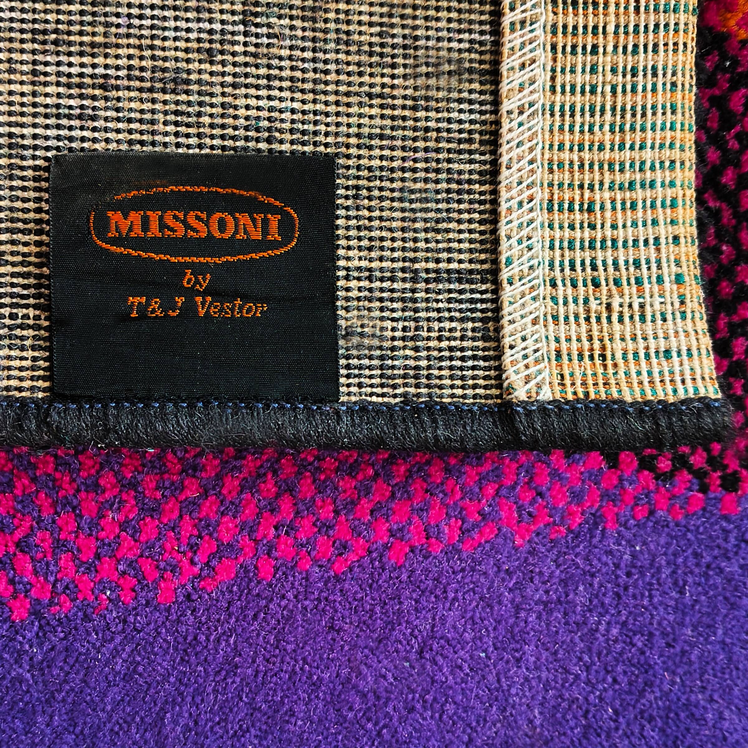 Stunning 1980s Italian post-modern wool rug by Missoni for T&J Vestor