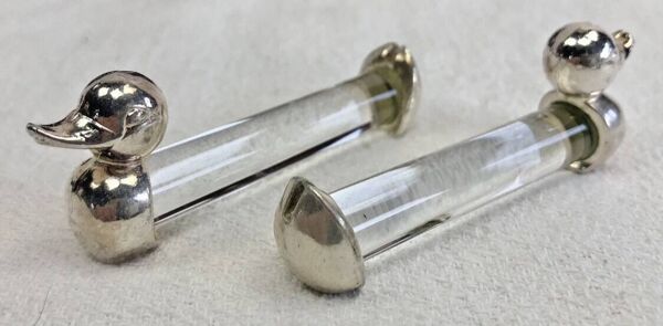 12 porte couteaux canards métal argenté cristal